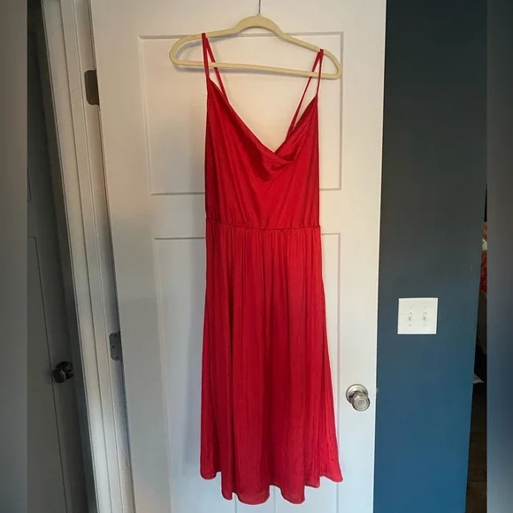 Modcloth Dresses | Red Satin Modcloth Dress w/ Adjustable Straps Size XL with Stretch Defined Waist | Color: Red | Size: XL